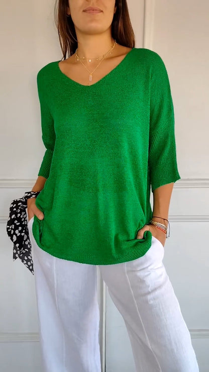 European Timeless V Neck Top For Women | Cassie