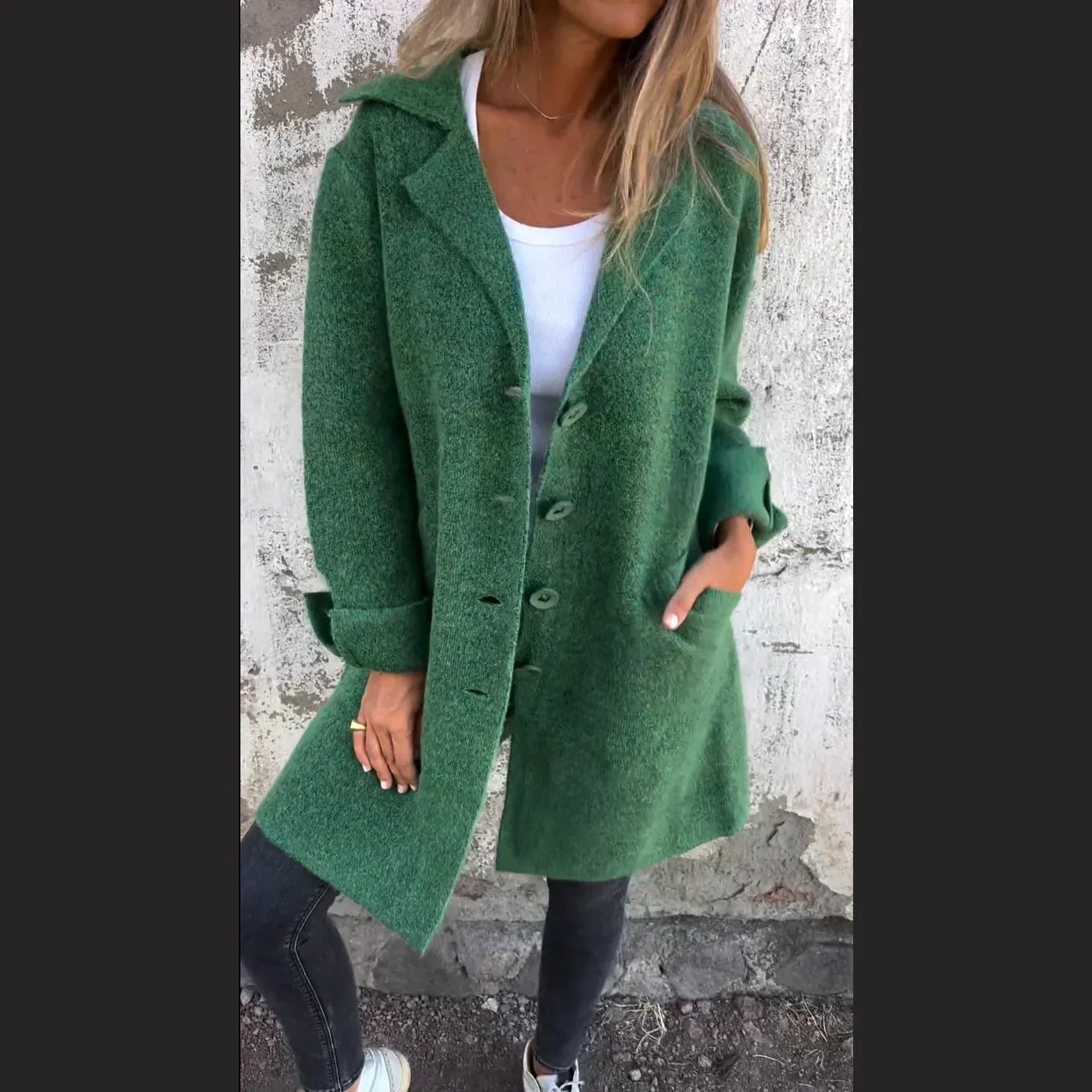 Fashionable Casual Long Button Coat For Women | Arlena