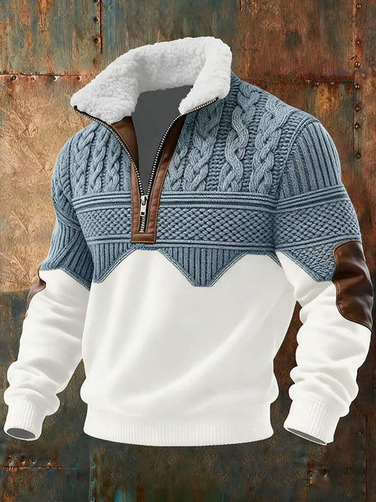 Modern Half Zip Textured Sweater For Men | Leandro