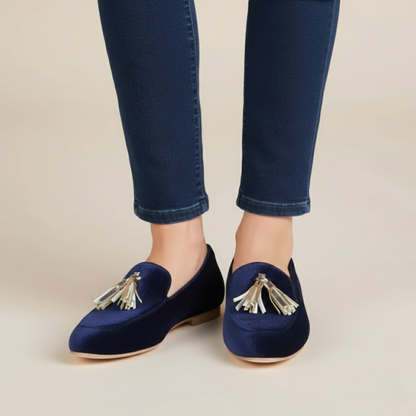 Observant Blue loafers with tassel detail for women | Penelope