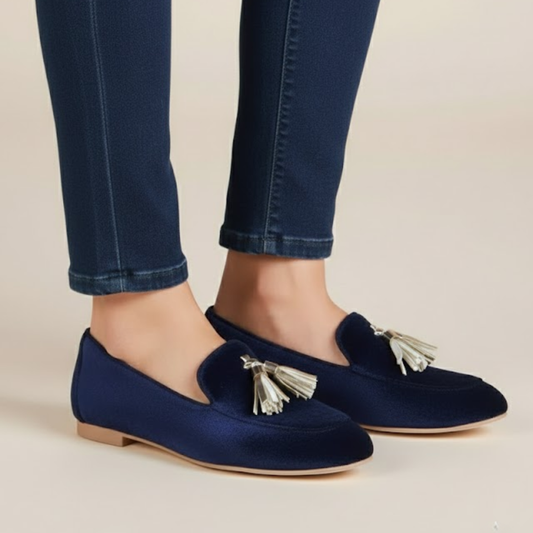 Observant Blue loafers with tassel detail for women | Penelope