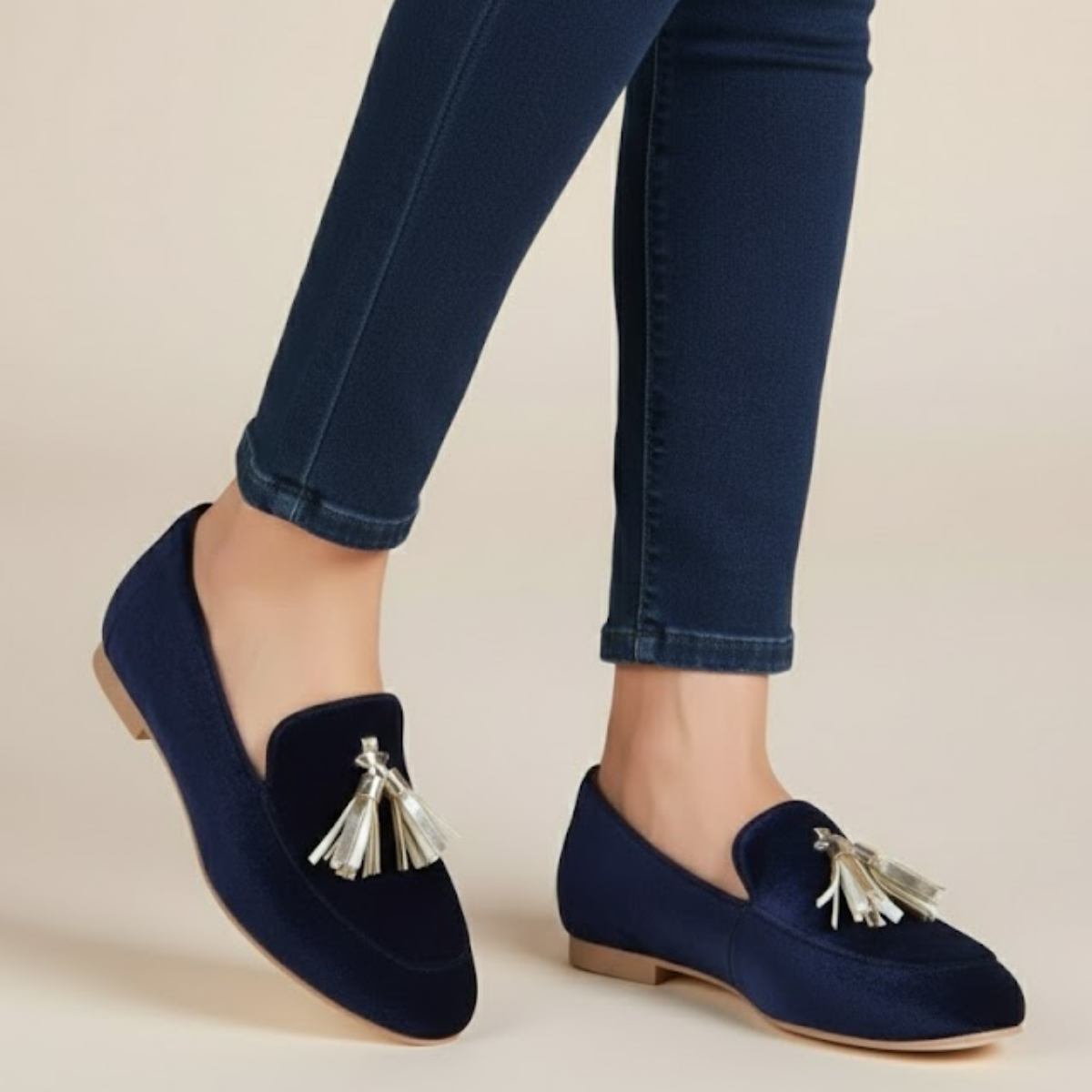 Observant Blue loafers with tassel detail for women | Penelope