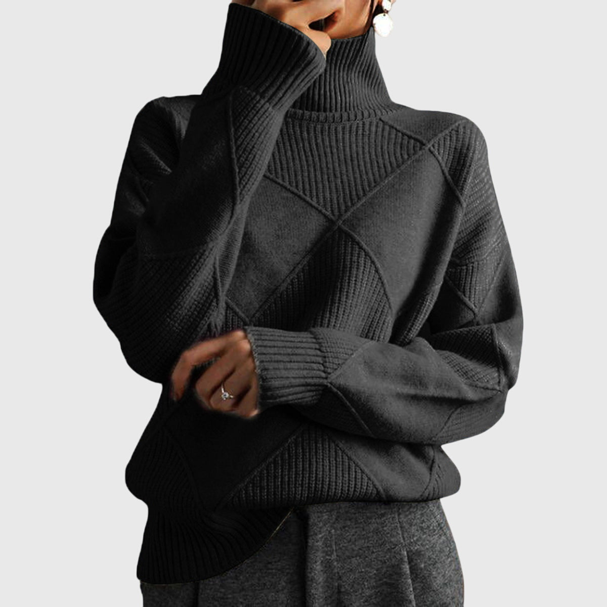 Relaxed cosy knit turtleneck everyday jumper for women | Lunelle -7