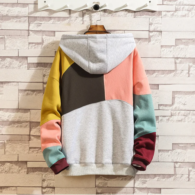 Diamond Colour Block Patchwork Hoodie for Men | Maverick