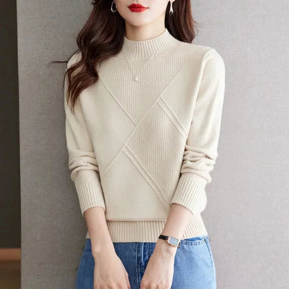 Leading Ribbed Mock Neck Sweater For Women | Elowenna
