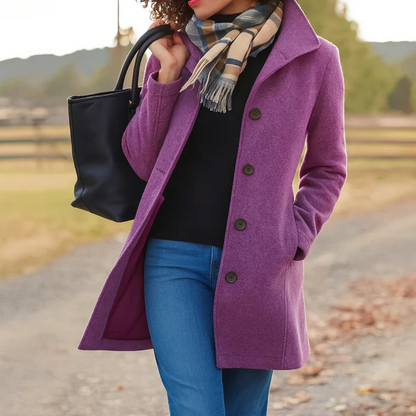 Awake Classic Button Front Heritage Coat For Women | Emilia
