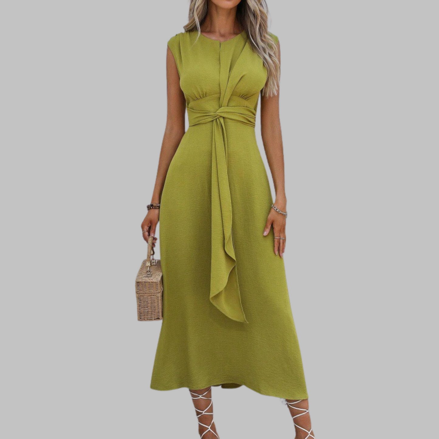 Marina Sleeveless Round Neck Long Dress For Women | Helena