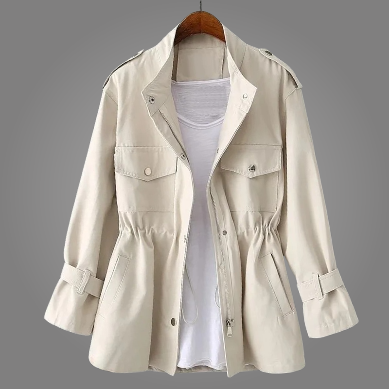 Mindful Tailored Button Front Overcoat For Women | Celeste