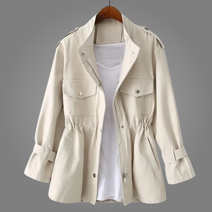 Mindful Tailored Button Front Overcoat For Women | Celeste