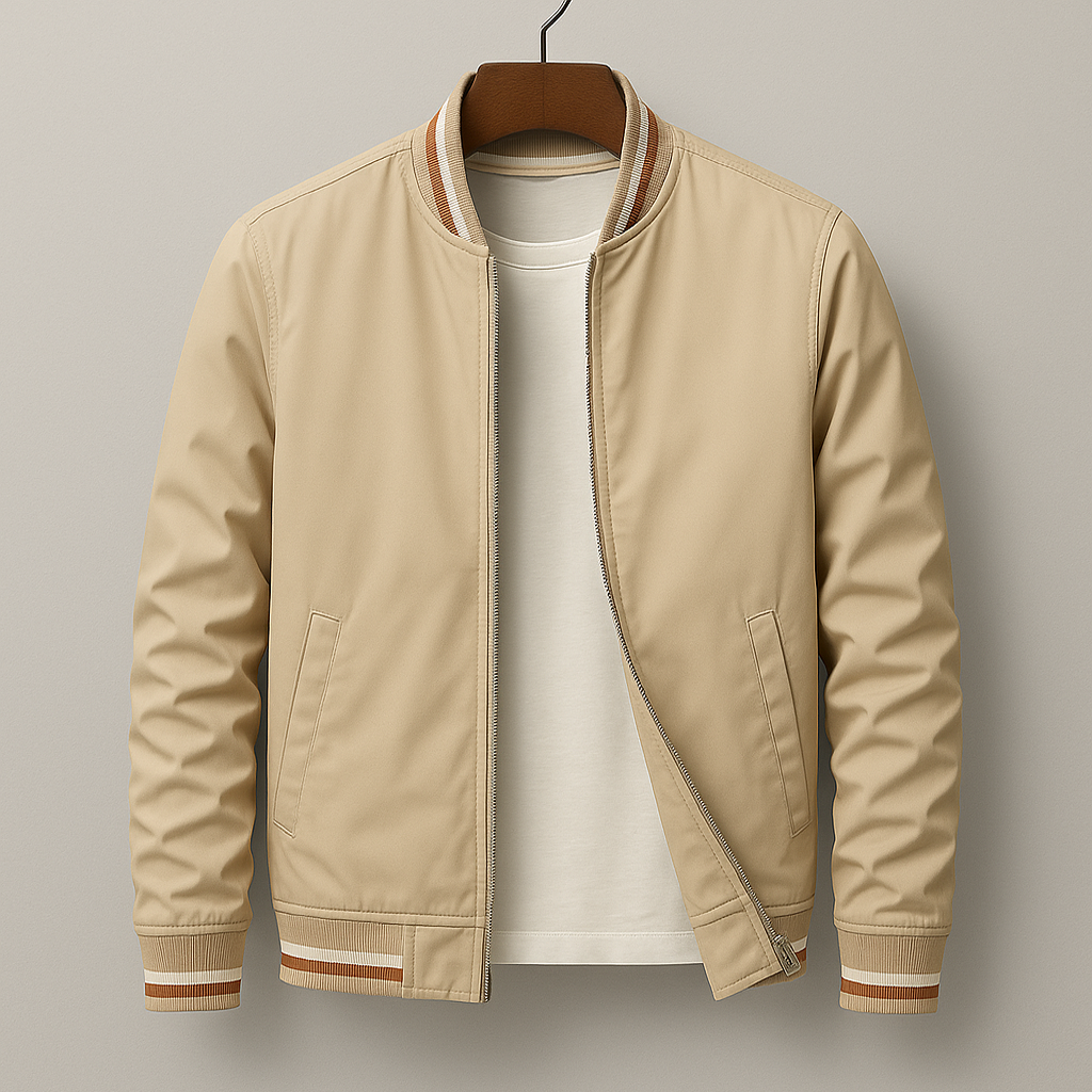 Attentive Striped Trim Zip-Up Jacket For Men | Grayson
