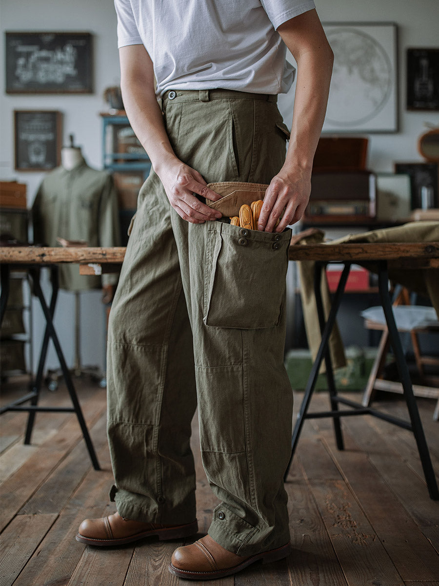 Glittering Heritage Utility Trousers with Reinforced Details for Men | Owen