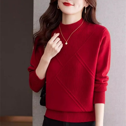 Leading Ribbed Mock Neck Sweater For Women | Elowenna