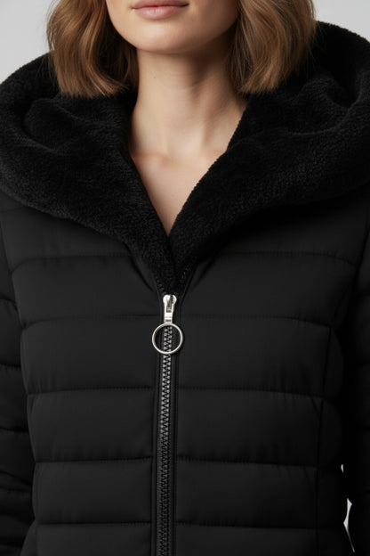 Crafted Long Hooded Quilted Puffer Coat For Women | Ravelle