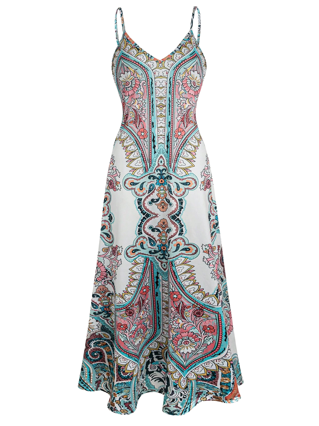 Buttoned Boho Floral Print Sleeveless Dress For Women | Maravelle
