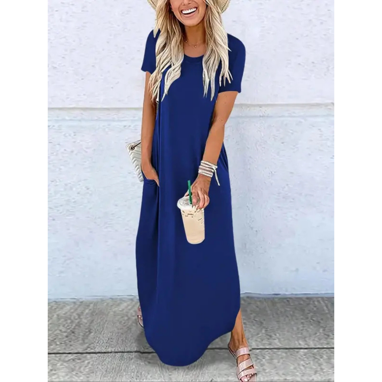 Tudor Casual Round Neck Maxi Dress For Women | Arvena
