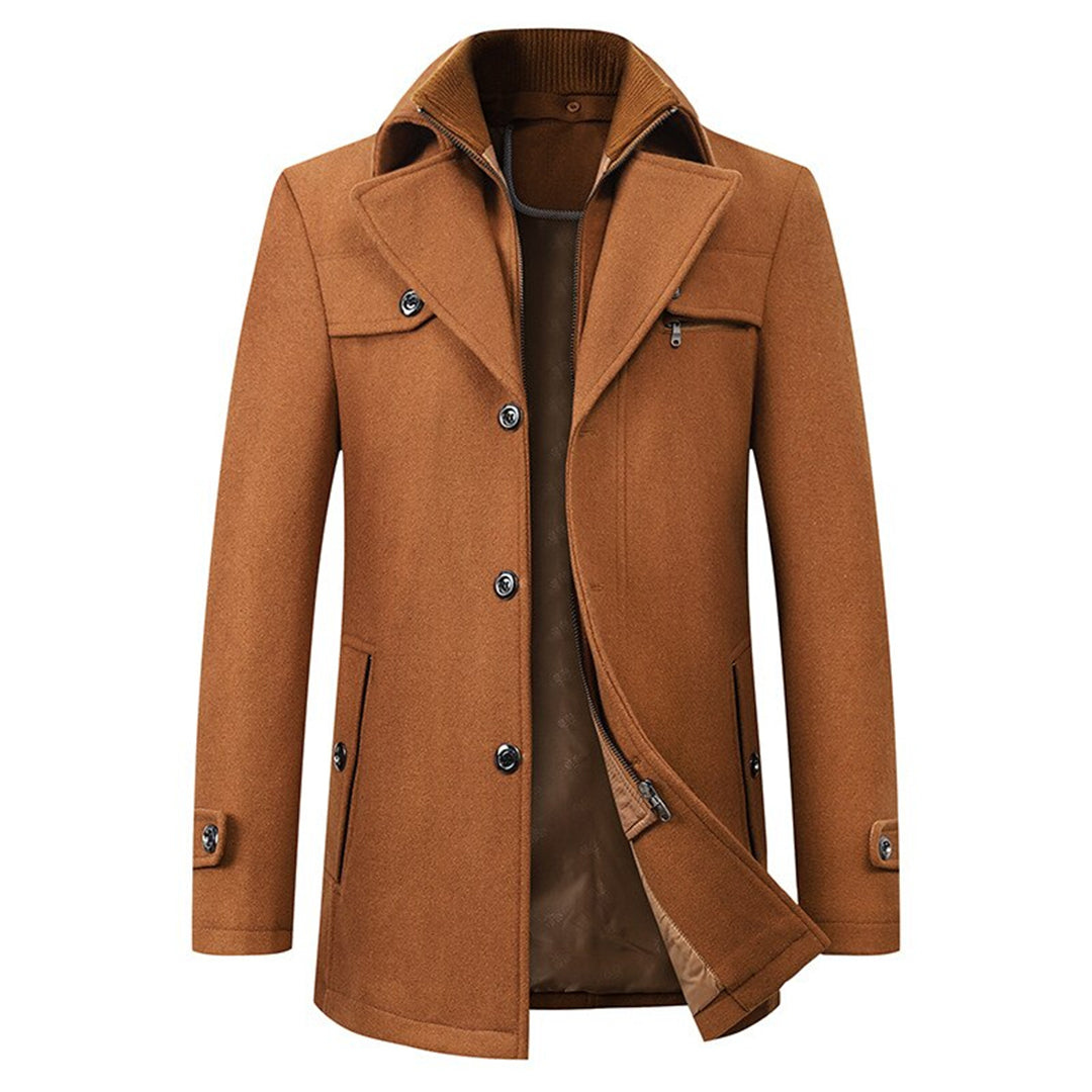 Meadow Long slim-fit coat with high collar for men | Altair