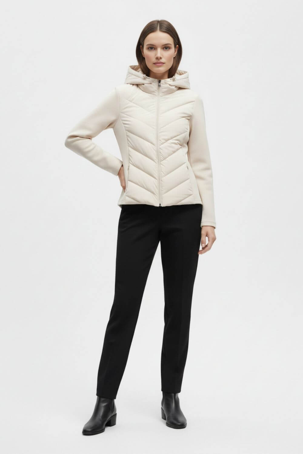 Artisan Hooded Chevron Quilted Puffer Jacket For Women | Selvara