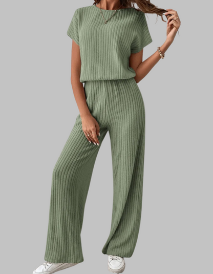 Selected Casual Short Sleeve Top And Trousers Set For Women | Elamirae