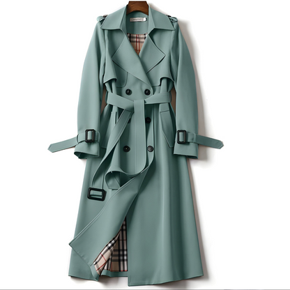 Printed Belted Double Breasted Trench Coat for Women | Elara