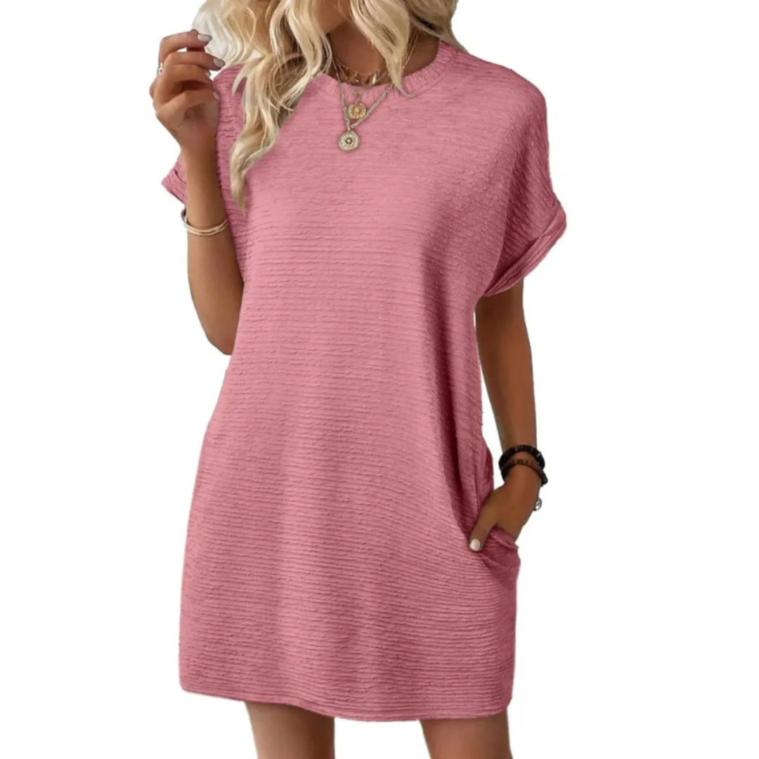 Fitted Casual Minimalist Round Neck Dress For Women | Lurelle