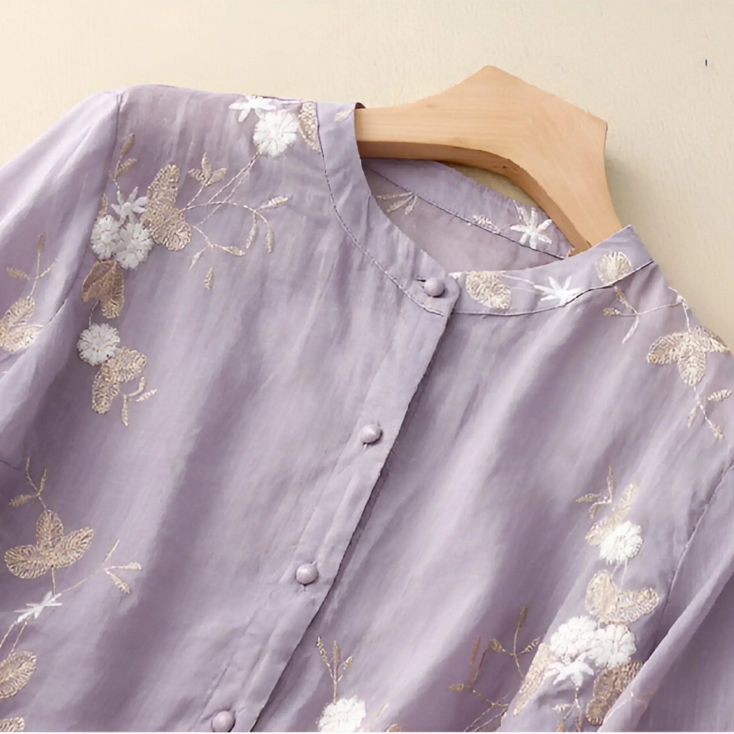 Conscious Embroidered Floral Button Blouse For Women | Liora