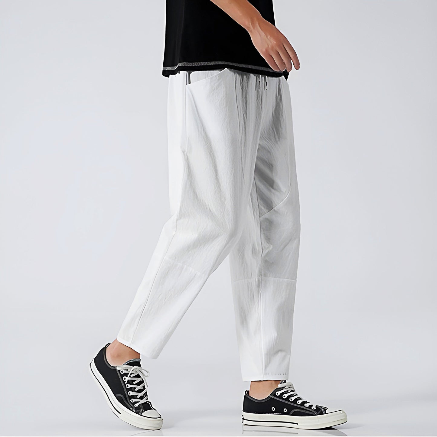 Houndstooth Cropped Drawstring Trousers for Men | Ardent