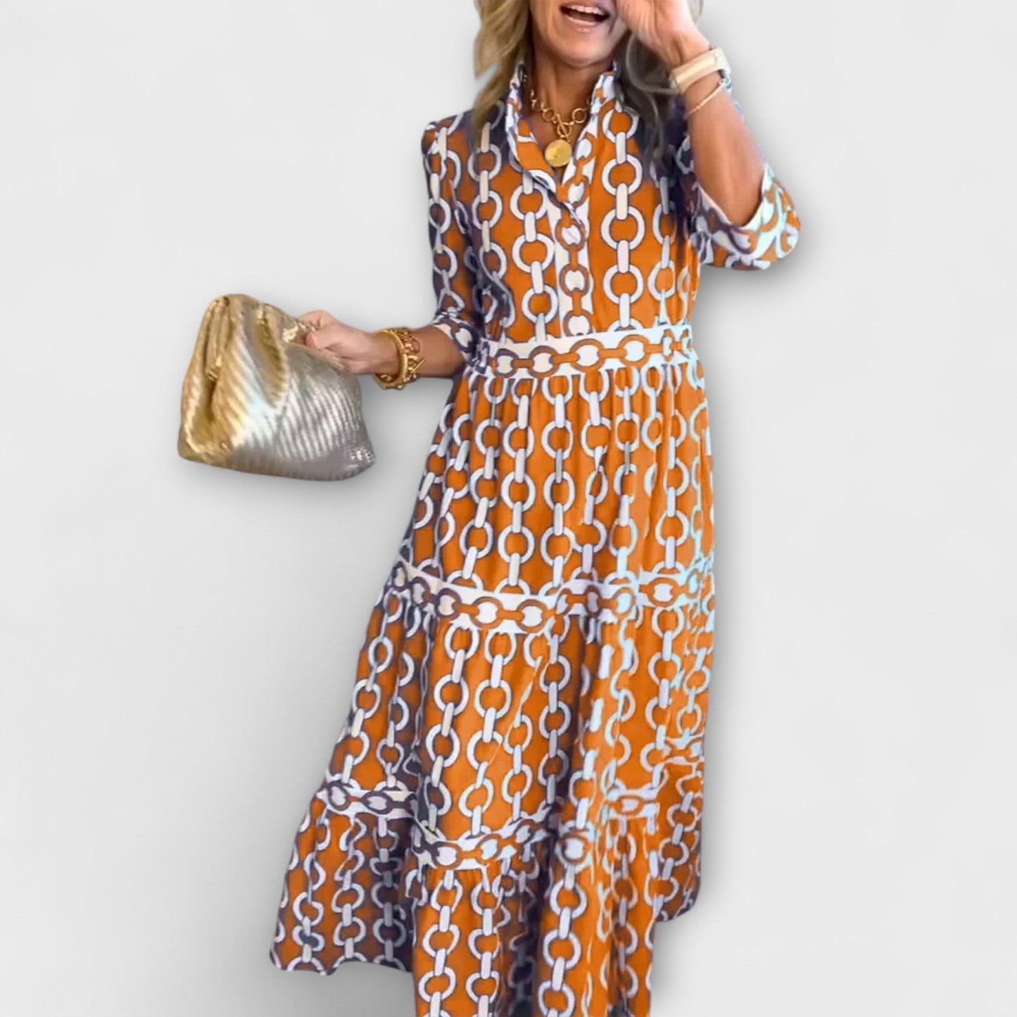 Steadfast Midi dress with chain pattern for women | Juliette