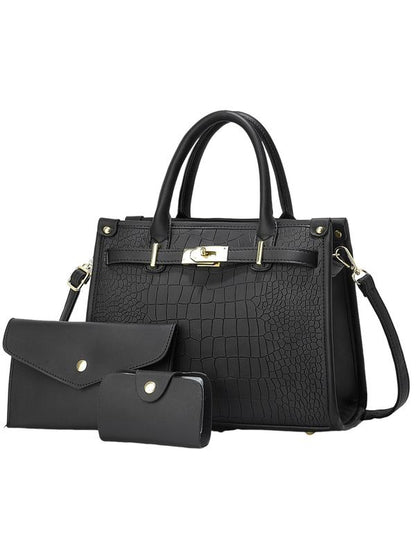 Cropped Crocodile Embossed Large Capacity Crossbody Handbag Set For Women | Valentinae