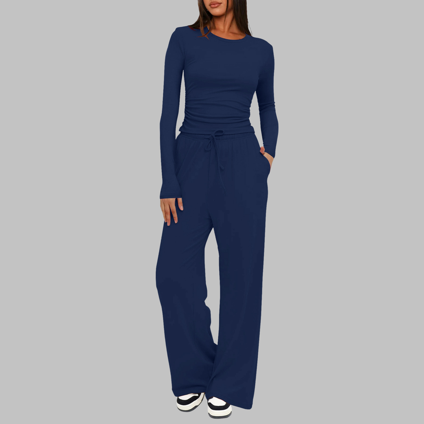 Mayfair Casual Long Sleeve Top And Wide Leg Trousers Set For Women | Virella