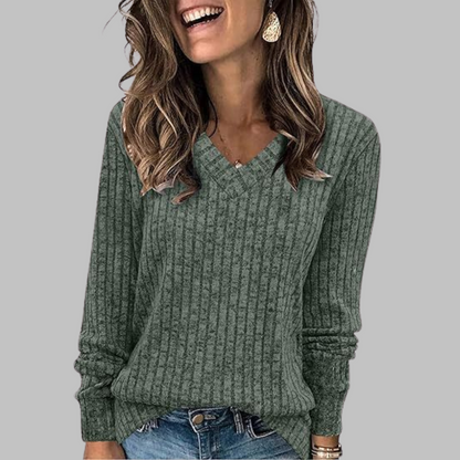 Orchard Comfy V Neck Long Sleeve Top For Women | Alina