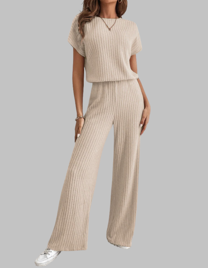 Selected Casual Short Sleeve Top And Trousers Set For Women | Elamirae