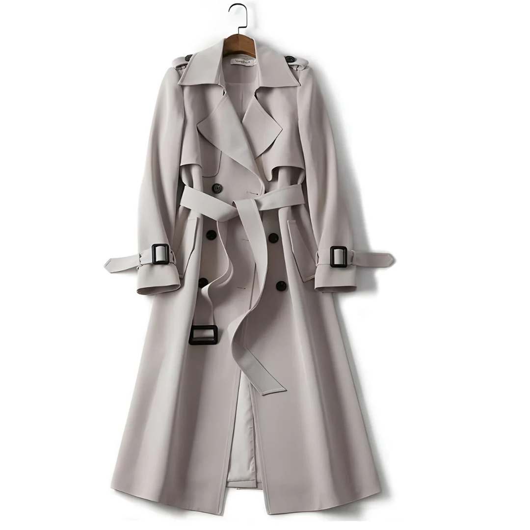 Printed Belted Double Breasted Trench Coat for Women | Elara