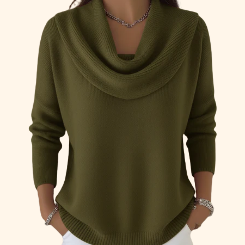 Reassuring Draped Cowl Neck Sweater For Women | Elara