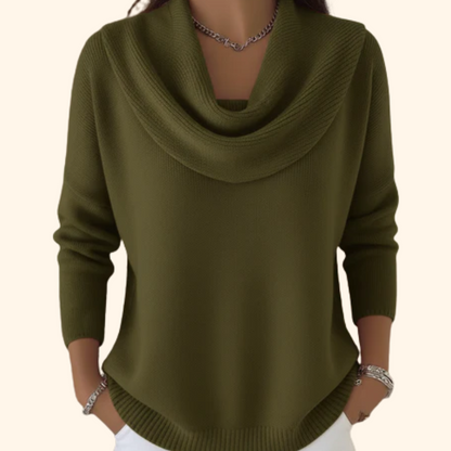 Reassuring Draped Cowl Neck Sweater For Women | Elara