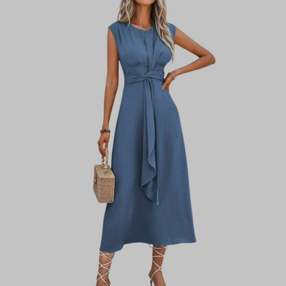 Marina Sleeveless Round Neck Long Dress For Women | Helena