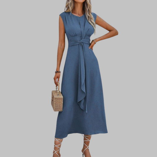 Marina Sleeveless Round Neck Long Dress For Women | Helena