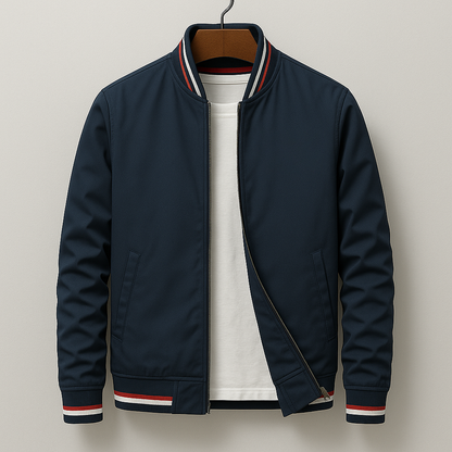 Attentive Striped Trim Zip-Up Jacket For Men | Grayson