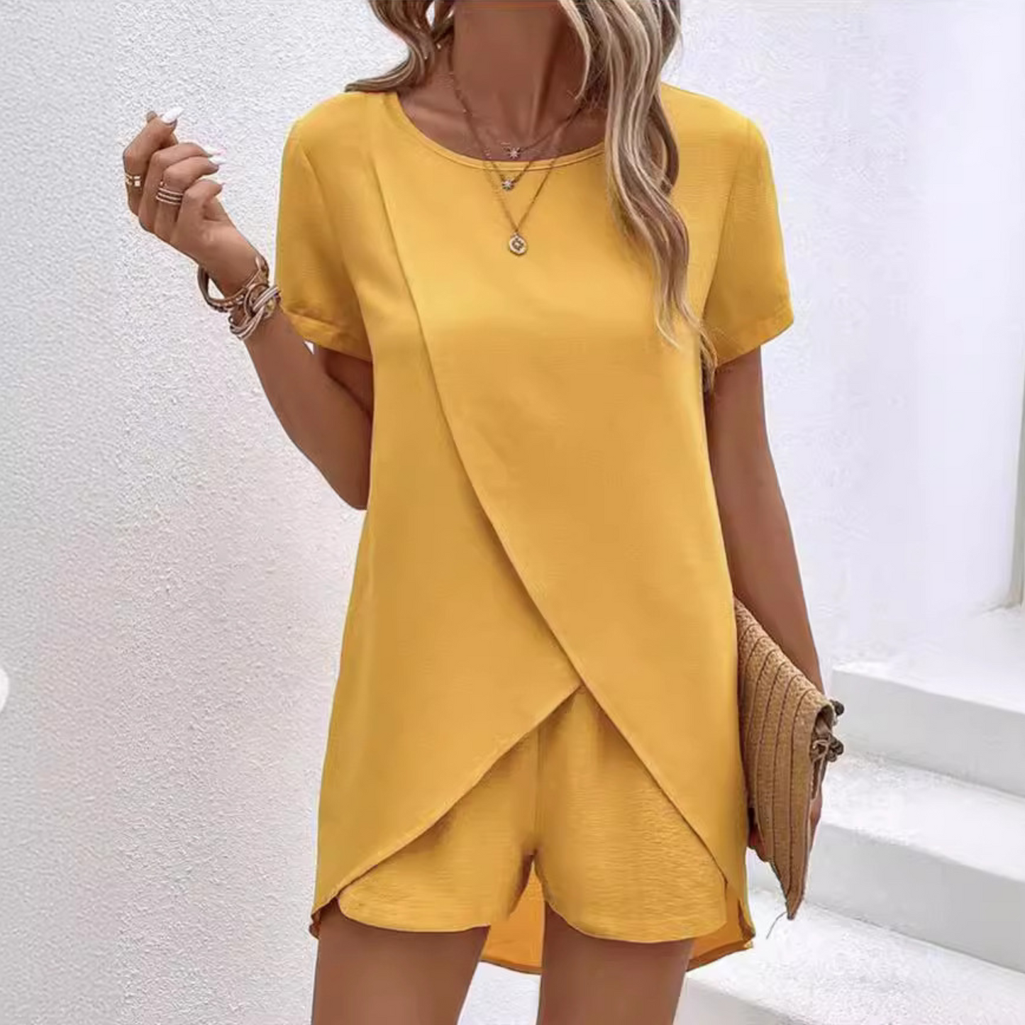 Seaside Short Sleeve Top And Shorts Set For Women | Camille