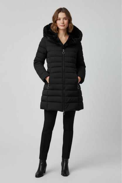 Crafted Long Hooded Quilted Puffer Coat For Women | Ravelle