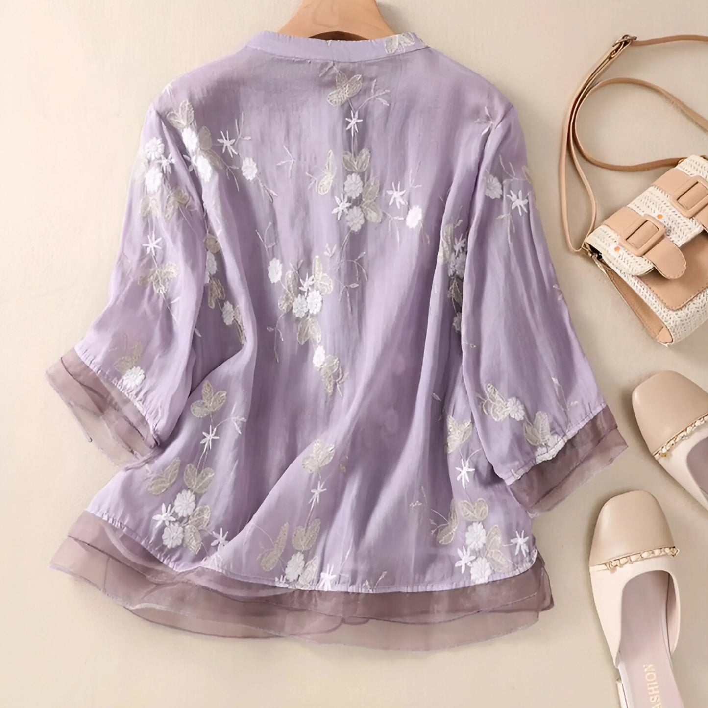 Conscious Embroidered Floral Button Blouse For Women | Liora