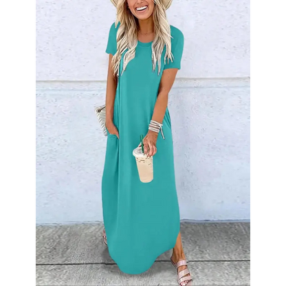Tudor Casual Round Neck Maxi Dress For Women | Arvena