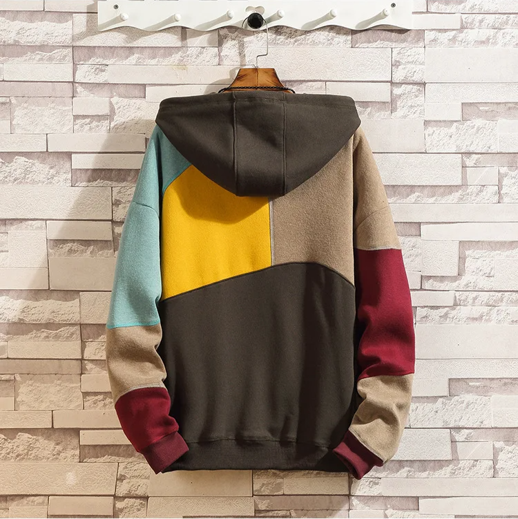 Diamond Colour Block Patchwork Hoodie for Men | Maverick