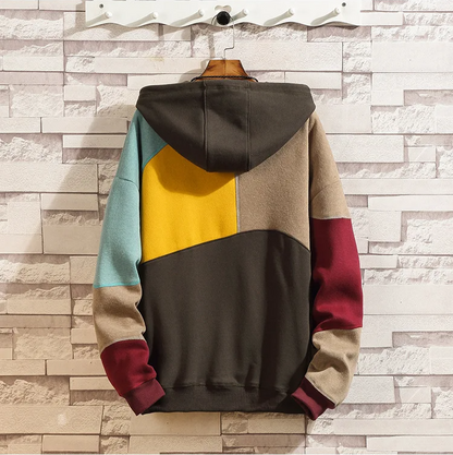 Diamond Colour Block Patchwork Hoodie for Men | Maverick