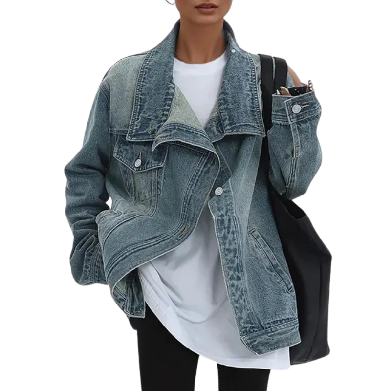 Fitted Vintage washed asymmetric jacket for women | SKYE