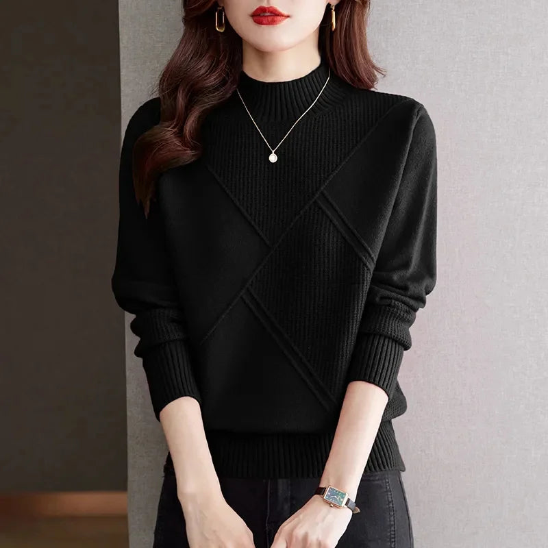 Leading Ribbed Mock Neck Sweater For Women | Elowenna