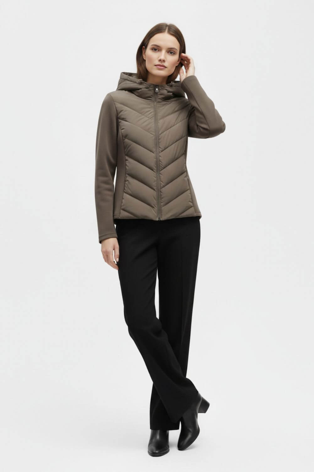 Artisan Hooded Chevron Quilted Puffer Jacket For Women | Selvara