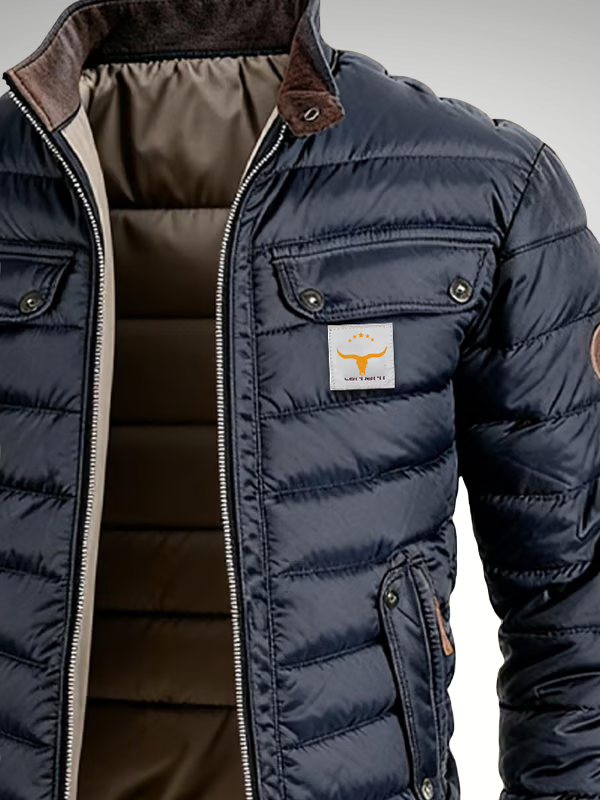 Reflective Quilted Stand Collar Jacket For Men | Laurent