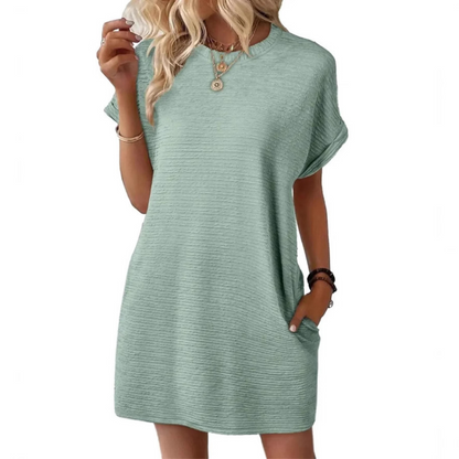 Fitted Casual Minimalist Round Neck Dress For Women | Lurelle