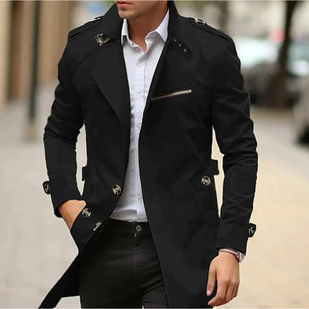 Pretty Classic Double Breasted Trench Coat For Men | Alarion