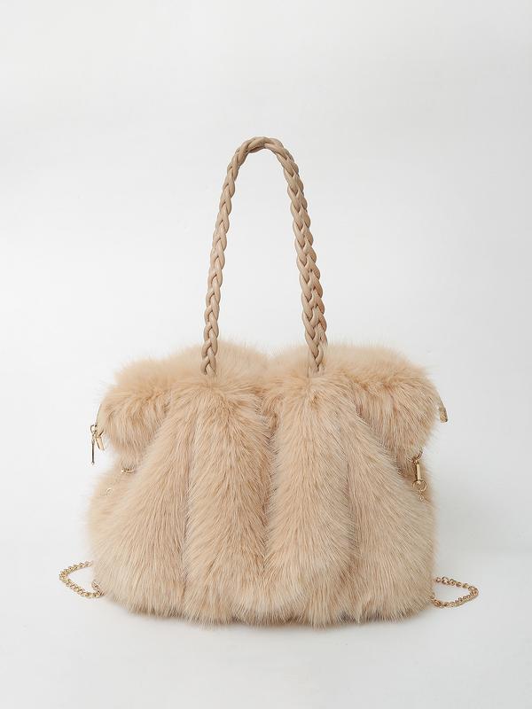 Coastal Plush Shoulder Tote Bag For Women | Ellie